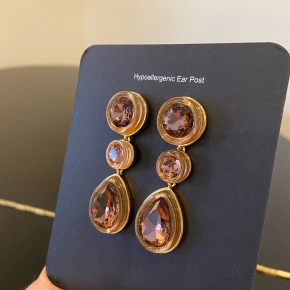 NWT J. Crew triple stone drop statement earrings - Picture 7 of 16